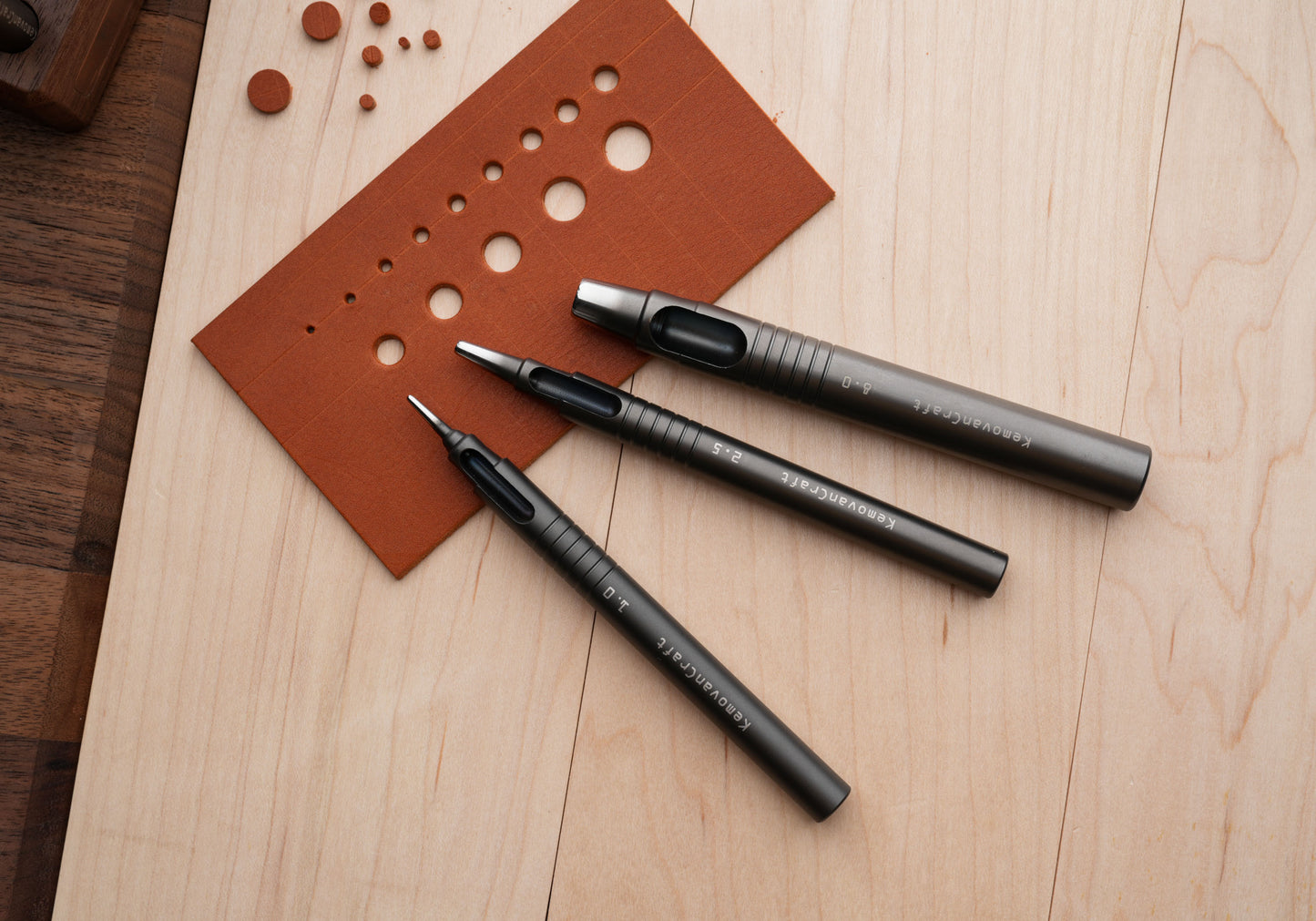 Leather Single Holes Punch Set - Single Punch + Wood Base
